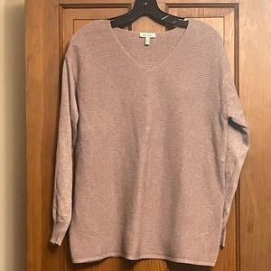 Ella Moss Women’s Ribbed V-Neck Sweater - Light Purple Pullover - Size Medium